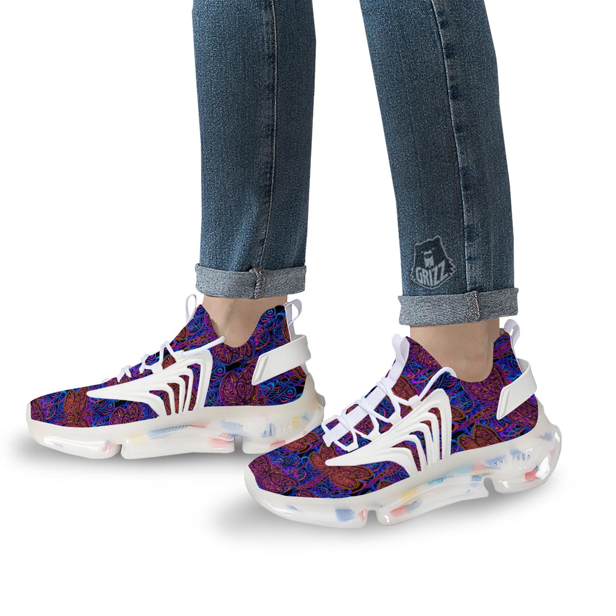 Dragonfly Trippy Print Pattern White Gym Shoes-grizzshop