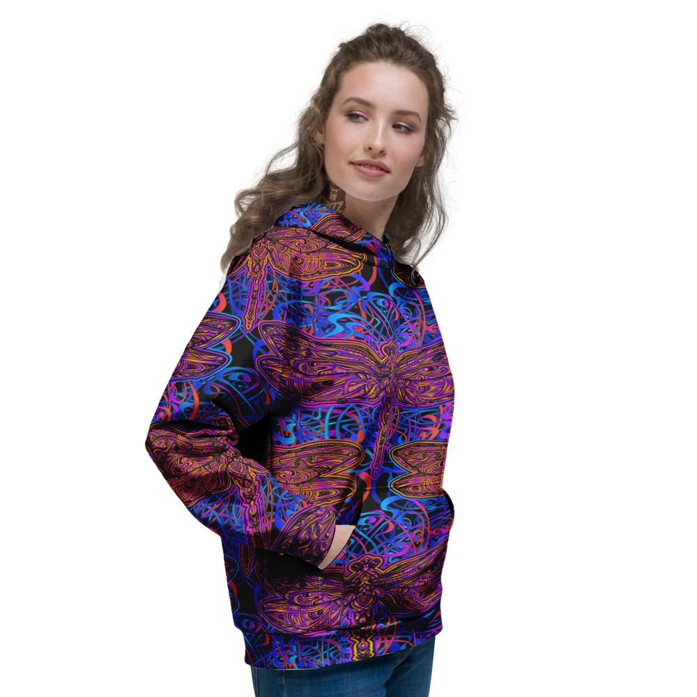 Dragonfly Trippy Print Pattern Women's Hoodie-grizzshop