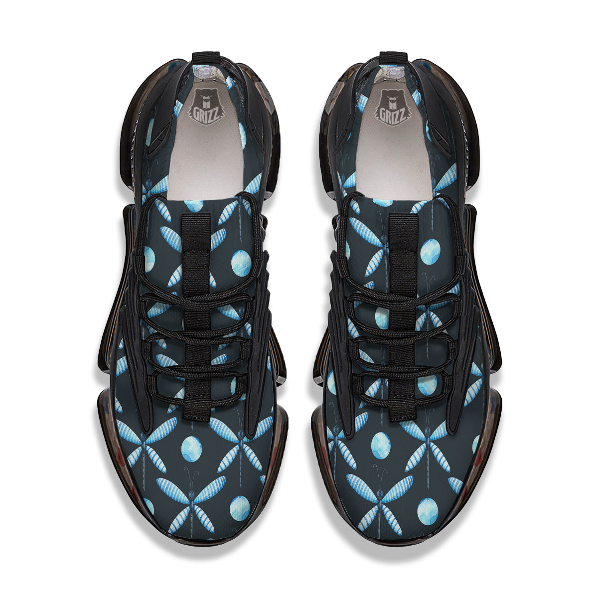 Dragonfly Turquoise Print Pattern Black Gym Shoes-grizzshop