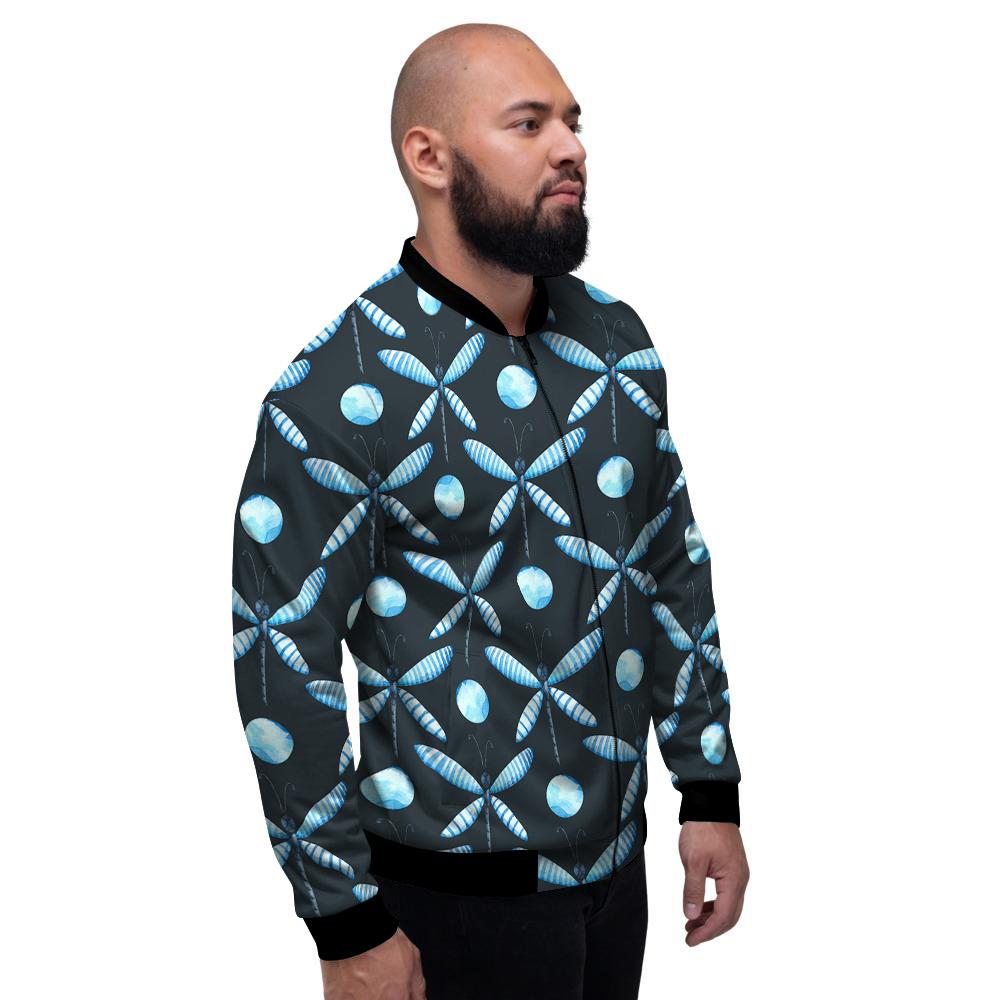 Dragonfly Turquoise Print Pattern Men's Bomber Jacket-grizzshop