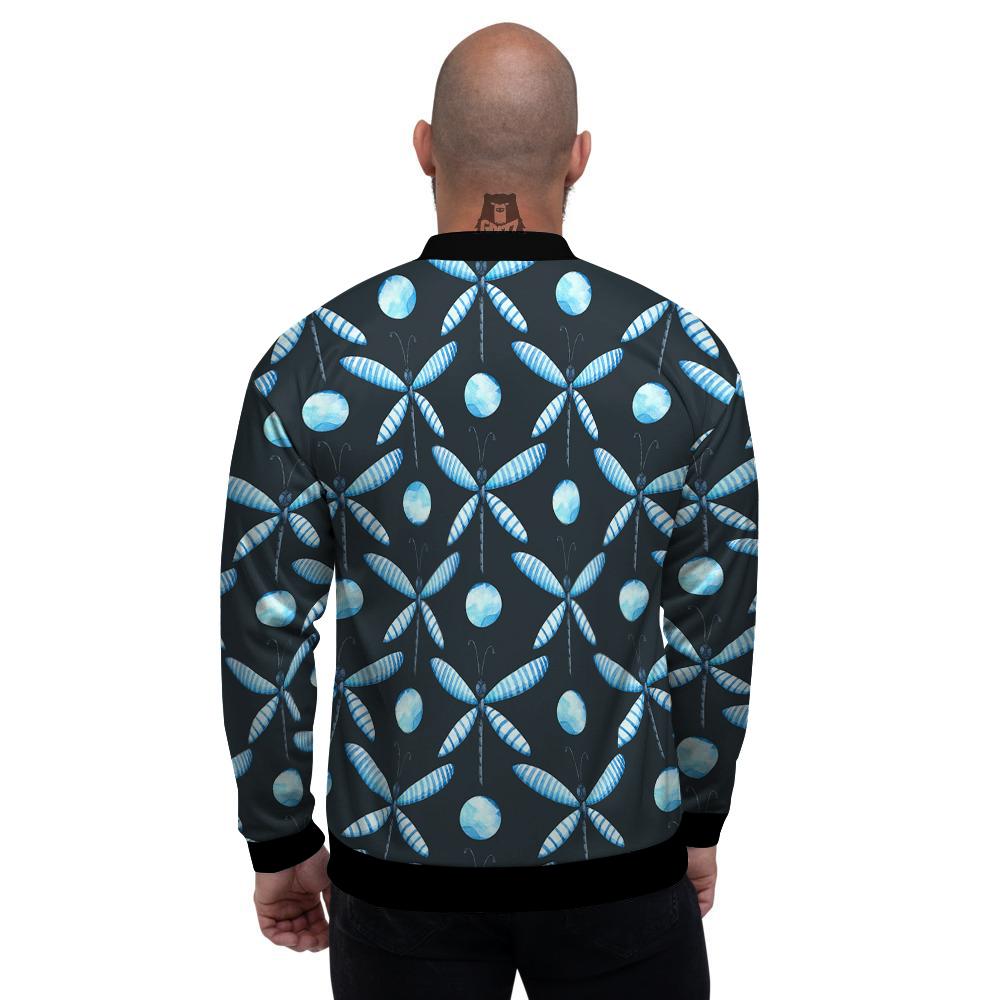 Dragonfly Turquoise Print Pattern Men's Bomber Jacket-grizzshop