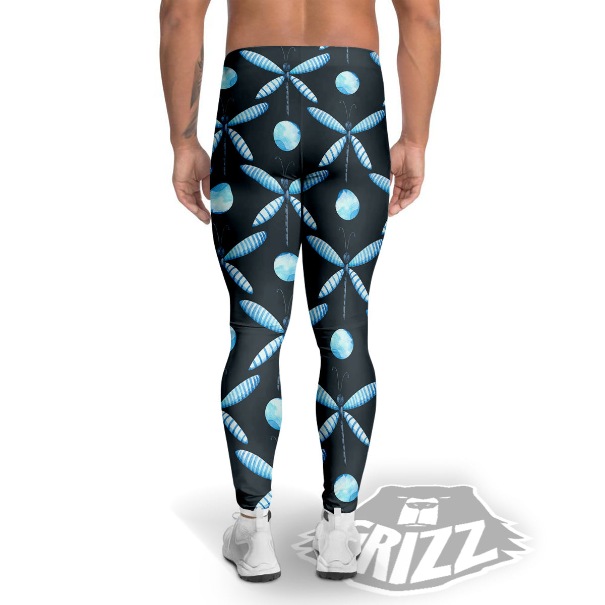 Dragonfly Turquoise Print Pattern Men's Leggings-grizzshop
