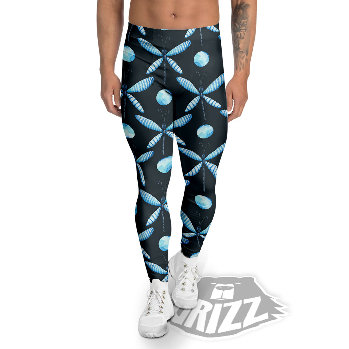 Dragonfly Turquoise Print Pattern Men's Leggings-grizzshop