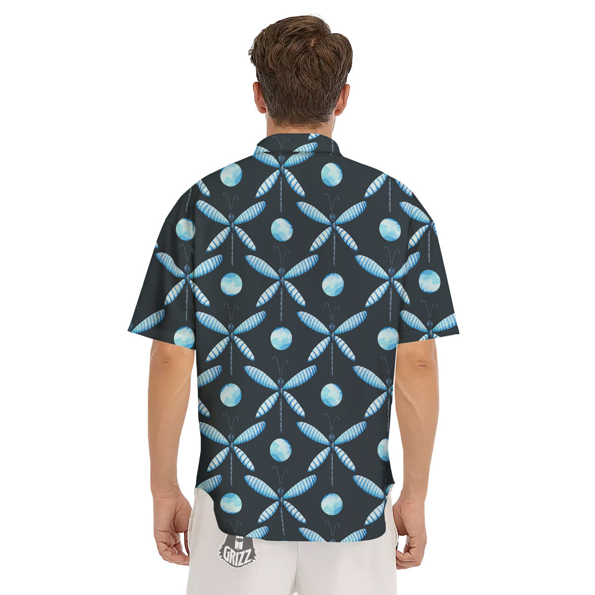 Dragonfly Turquoise Print Pattern Men's Short Sleeve Shirts-grizzshop