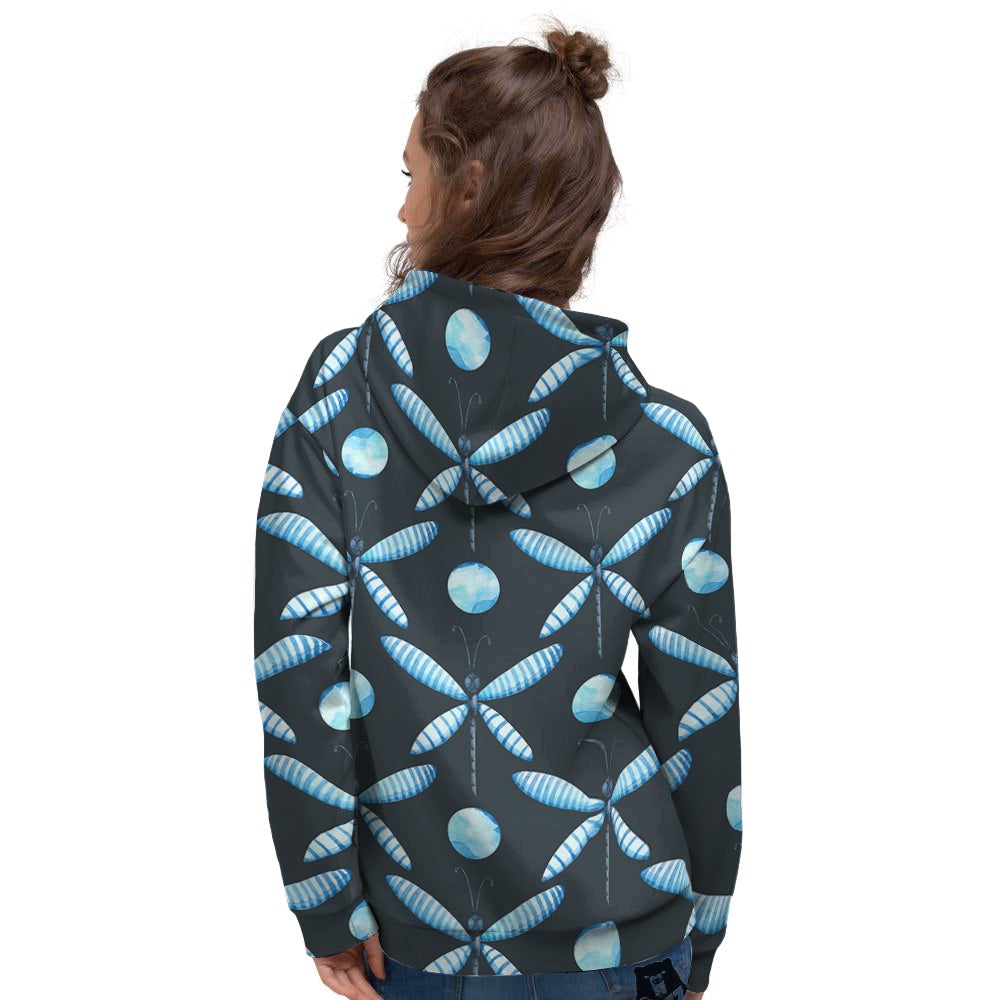 Dragonfly Turquoise Print Pattern Women's Hoodie-grizzshop