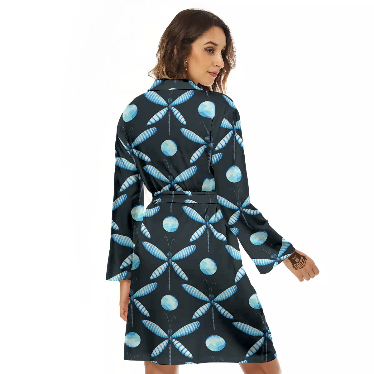 Dragonfly Turquoise Print Pattern Women's Robe-grizzshop
