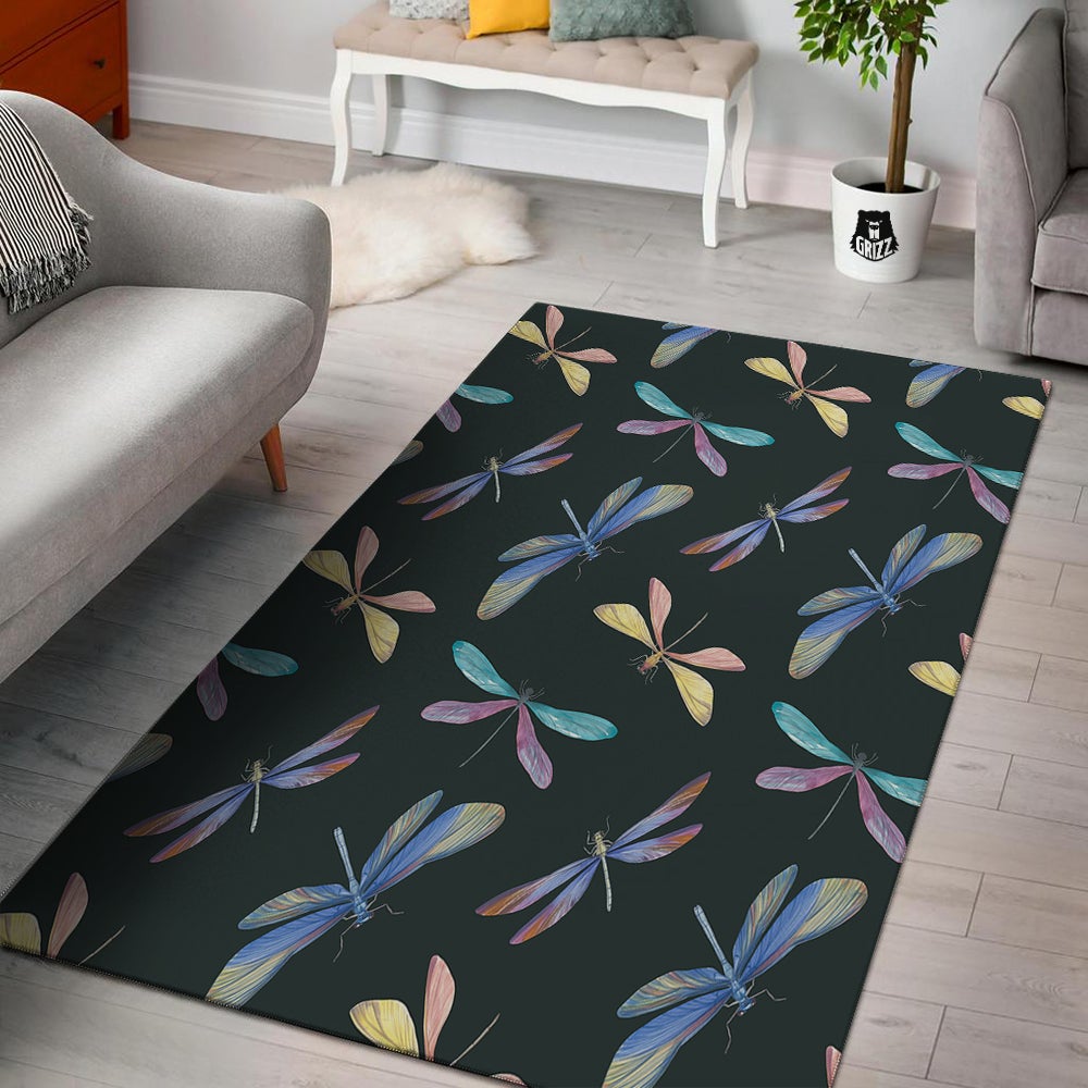 Dragonfly Vintage Print Pattern Floor Mat-grizzshop