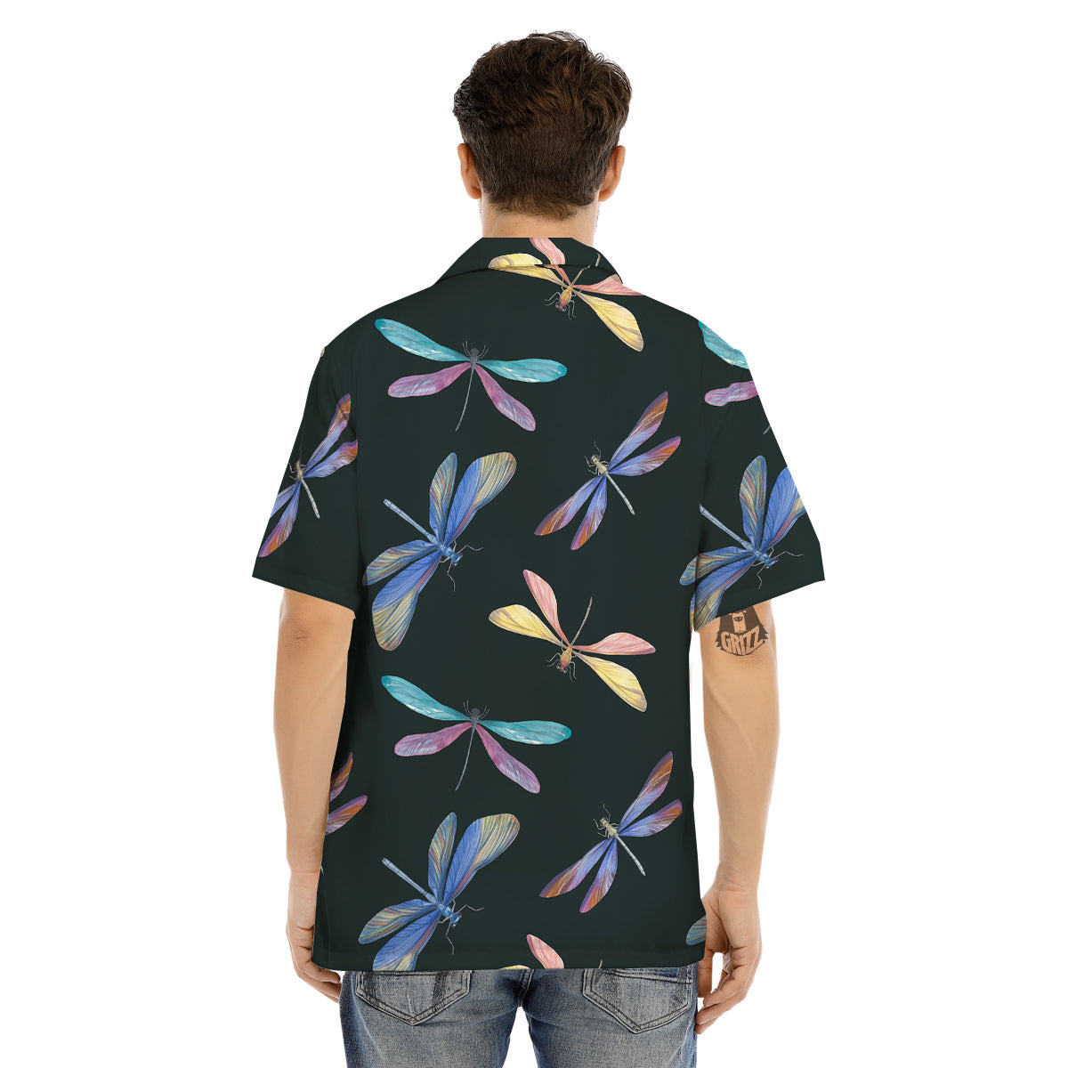 Dragonfly Vintage Print Pattern Men's Hawaiian Shirt-grizzshop