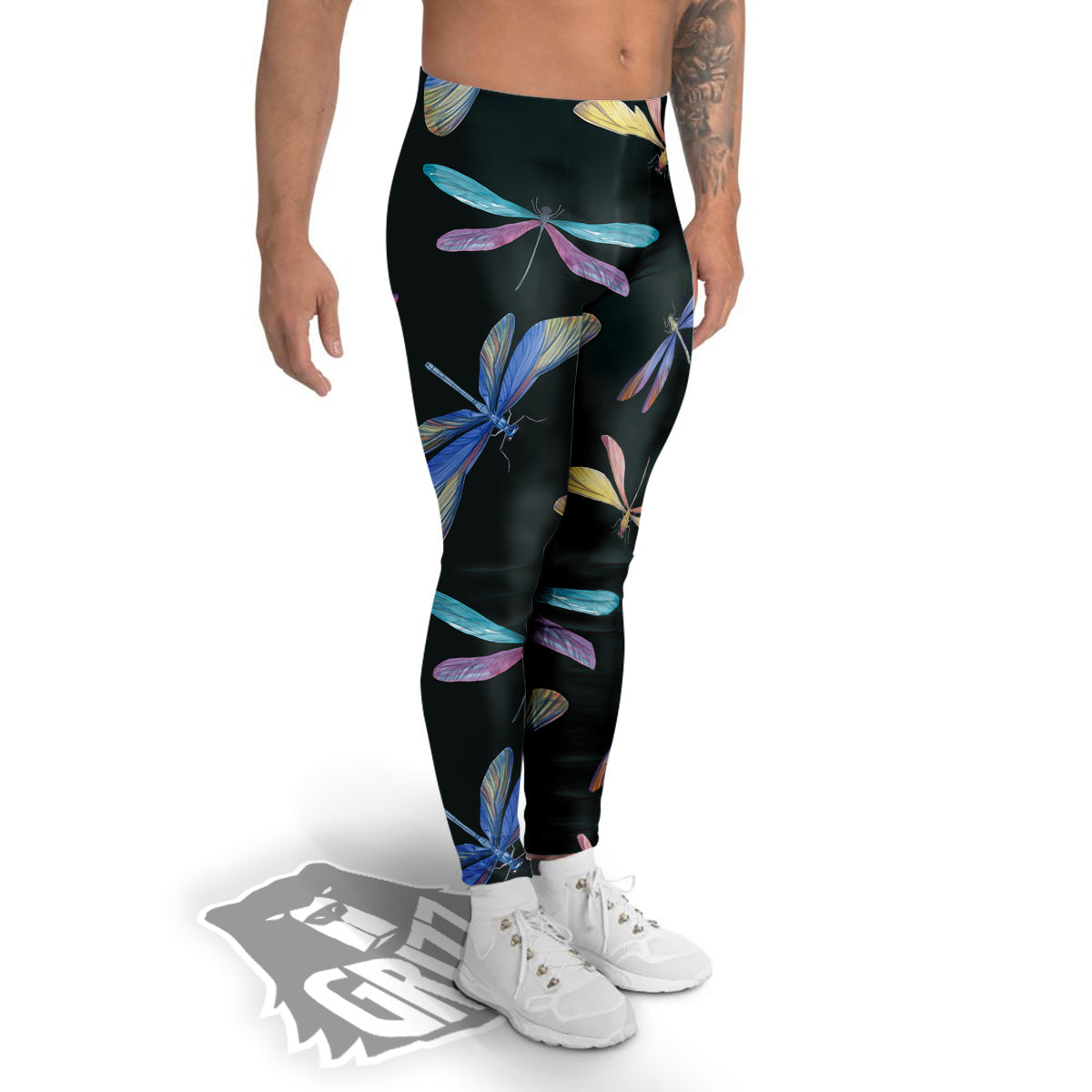 Dragonfly Vintage Print Pattern Men's Leggings-grizzshop