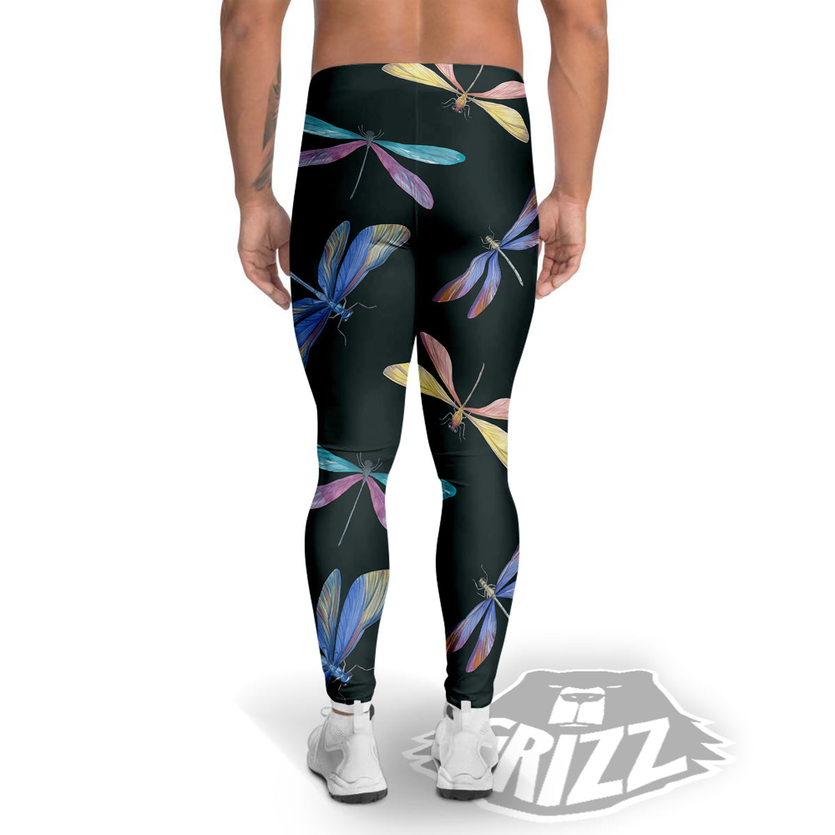Dragonfly Vintage Print Pattern Men's Leggings-grizzshop