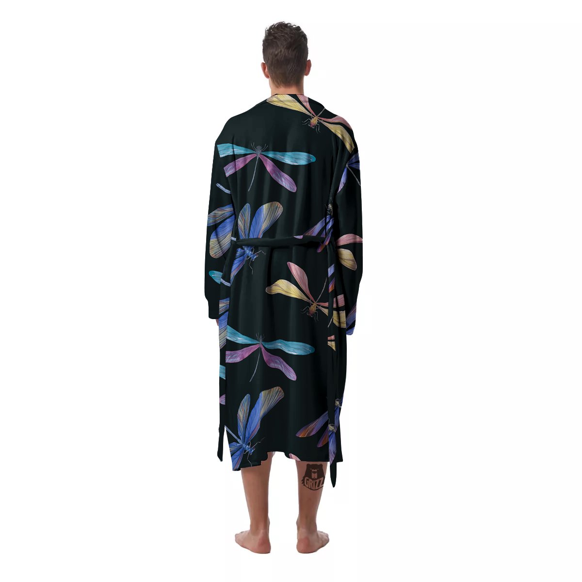Dragonfly Vintage Print Pattern Men's Robe-grizzshop