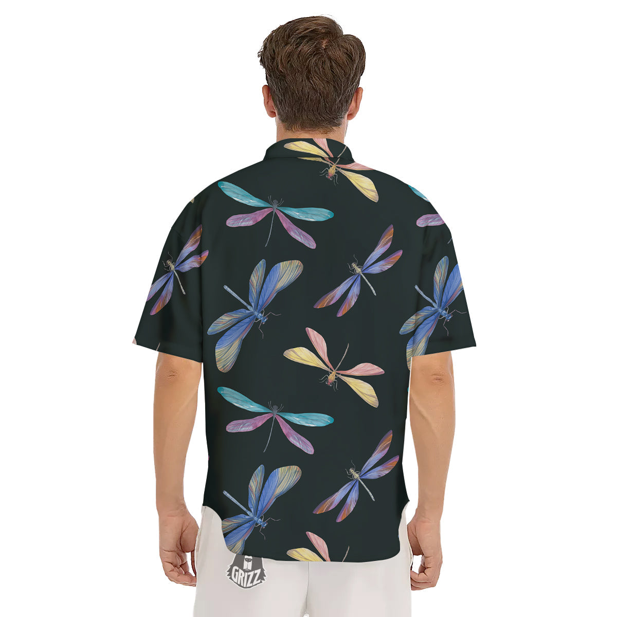Dragonfly Vintage Print Pattern Men's Short Sleeve Shirts-grizzshop