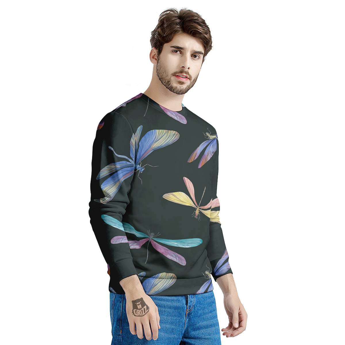 Dragonfly Vintage Print Pattern Men's Sweatshirt-grizzshop