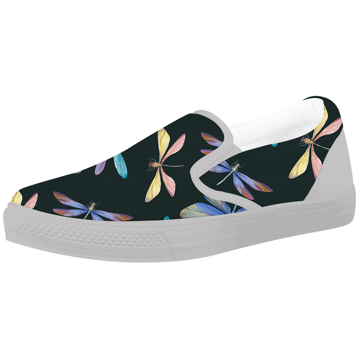Dragonfly Vintage Print Pattern White Slip On Shoes-grizzshop