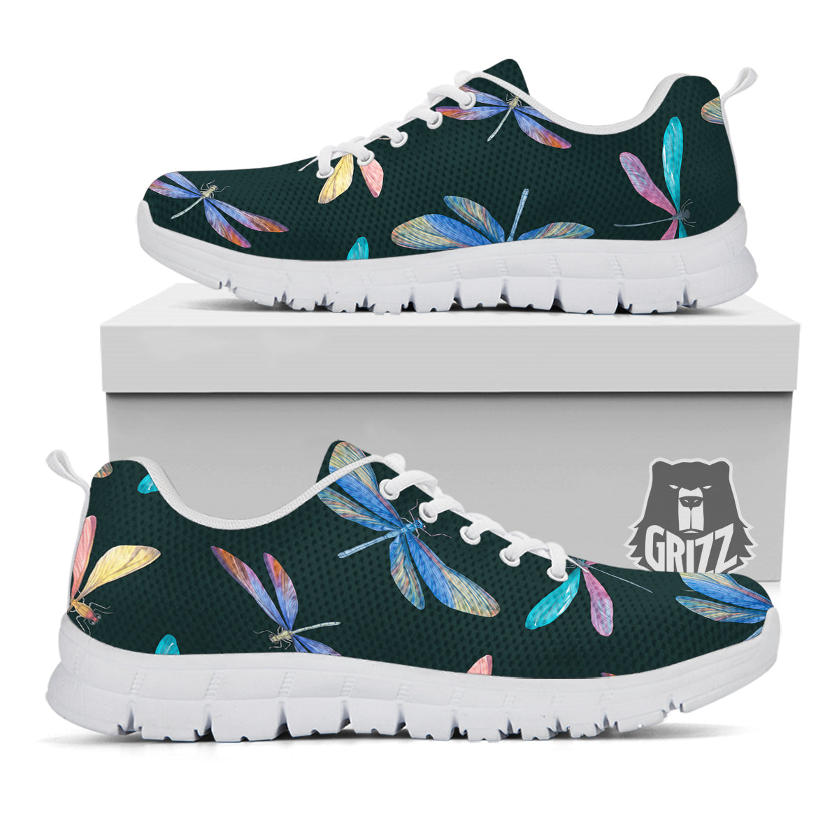Dragonfly Vintage Print Pattern White Sneaker-grizzshop