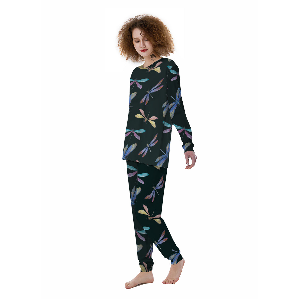 Dragonfly Vintage Print Pattern Women's Pajamas-grizzshop