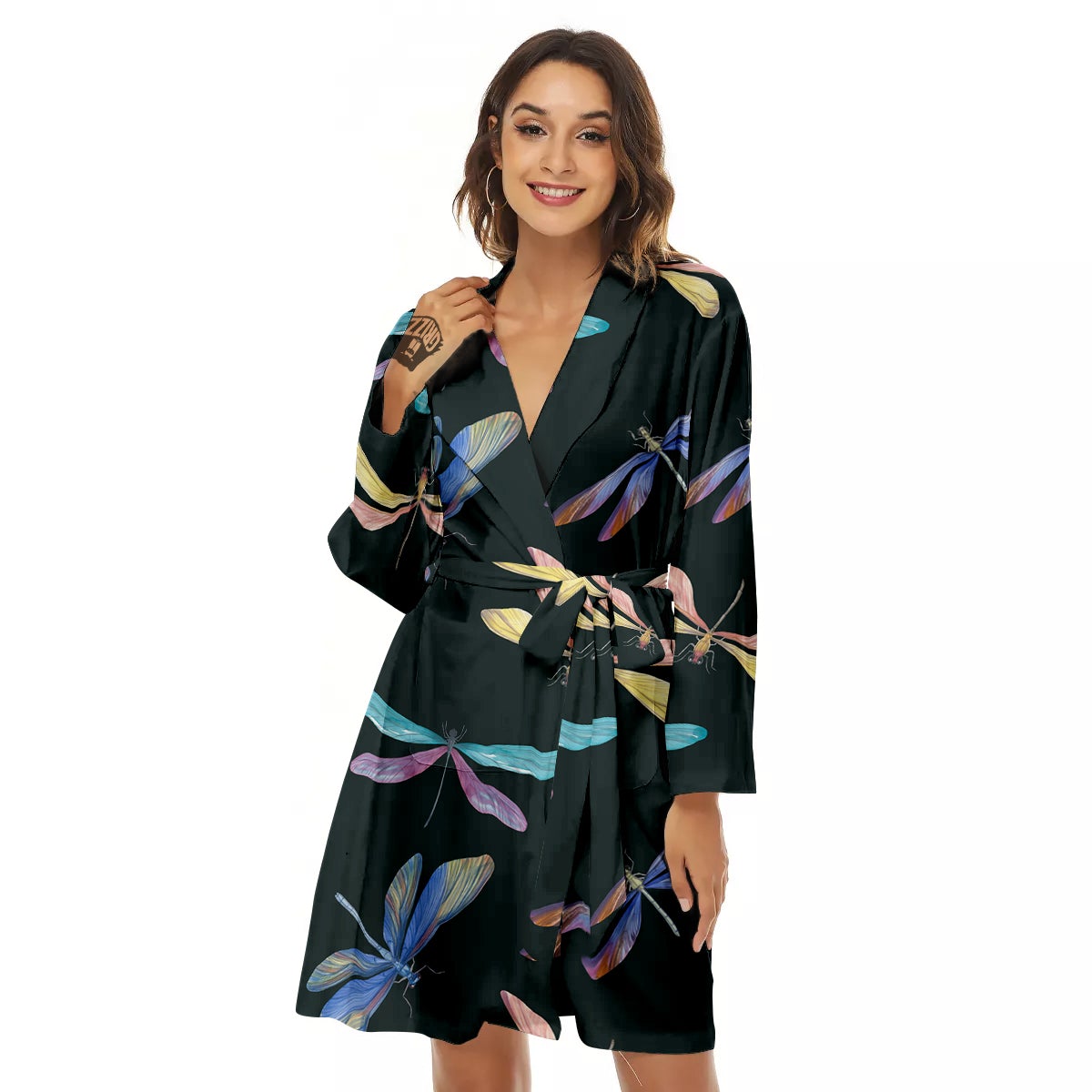 Dragonfly Vintage Print Pattern Women's Robe-grizzshop
