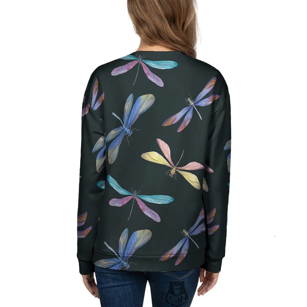 Dragonfly Vintage Print Pattern Women's Sweatshirt-grizzshop