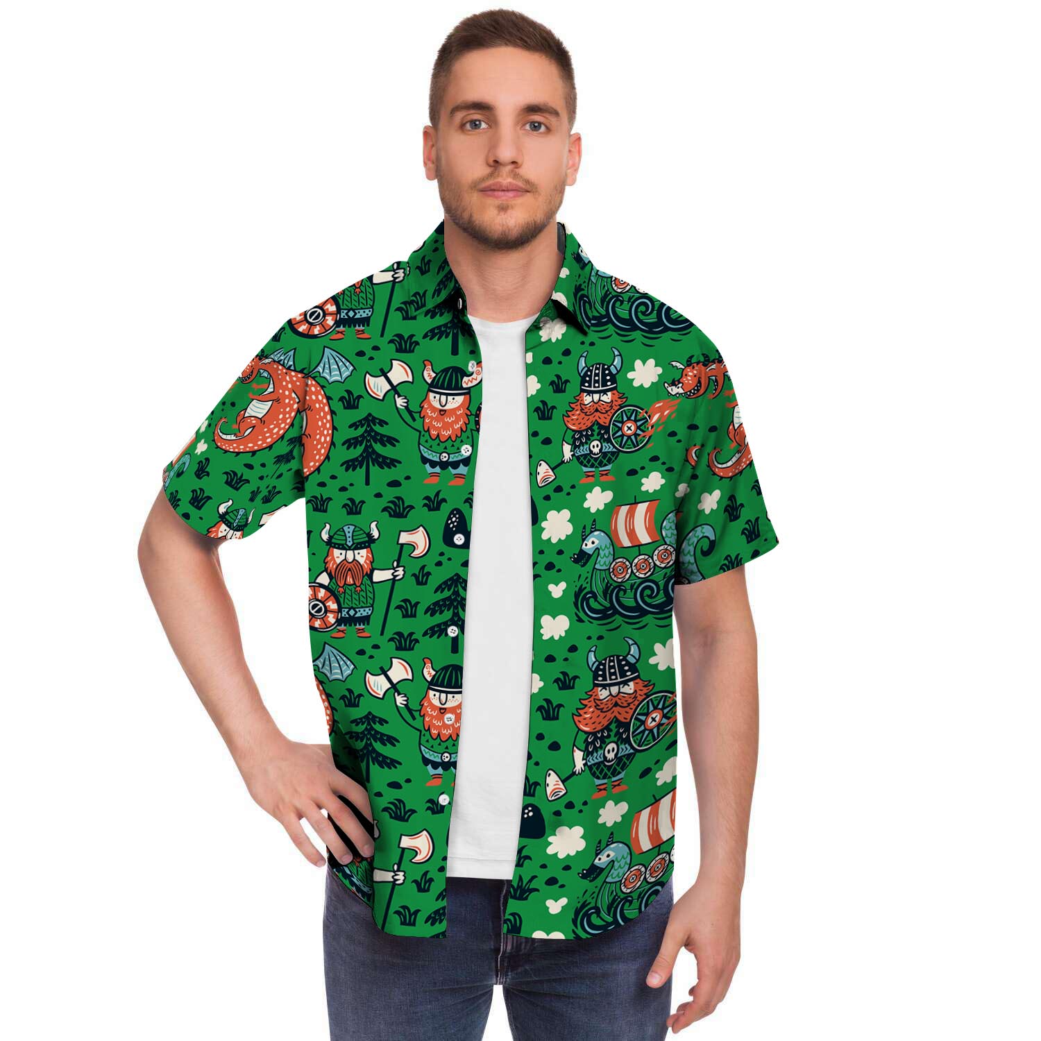 Drakkar Dragon Viking Men's Short Sleeve Shirt-grizzshop