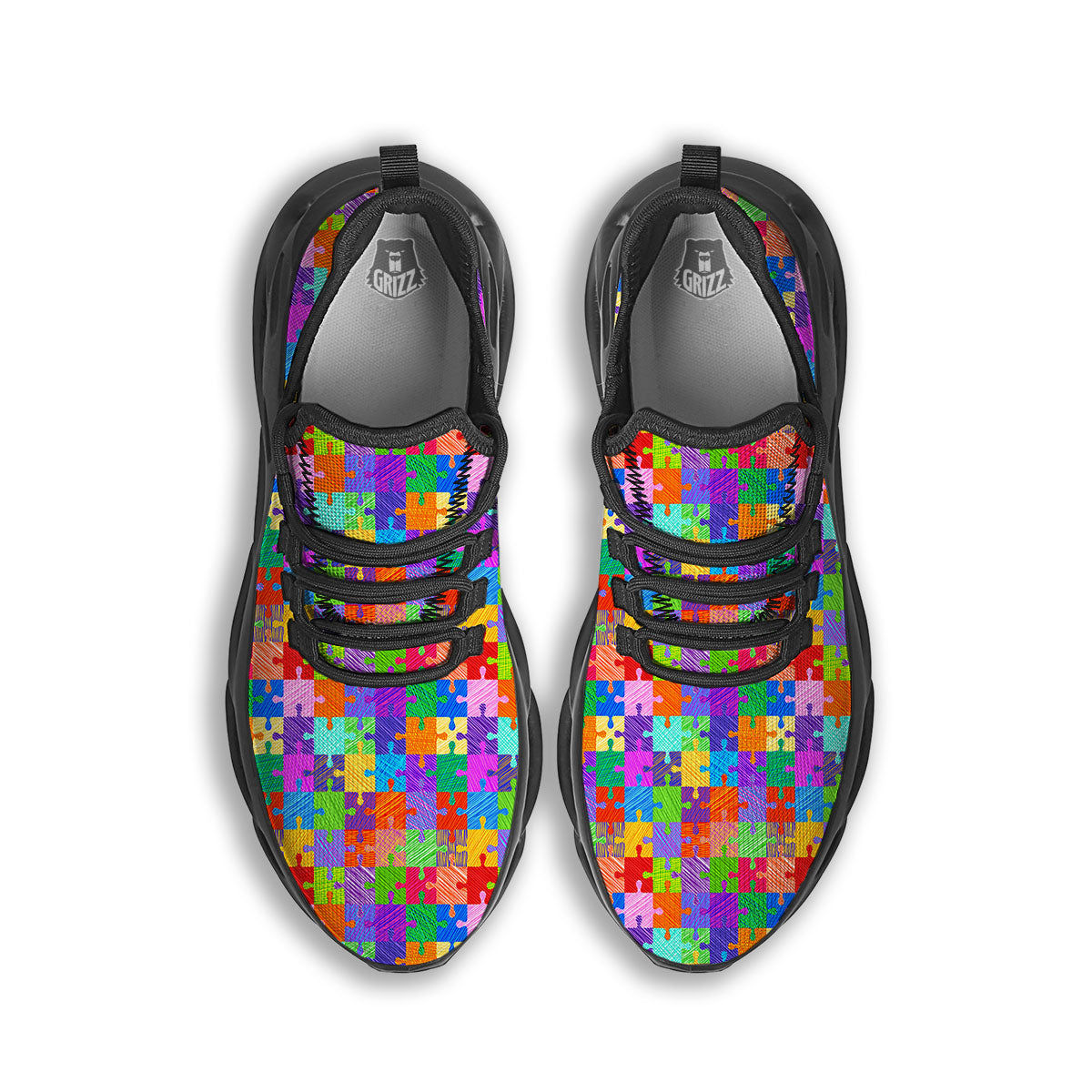 Drawing Autism Awareness Print Black Running Shoes-grizzshop