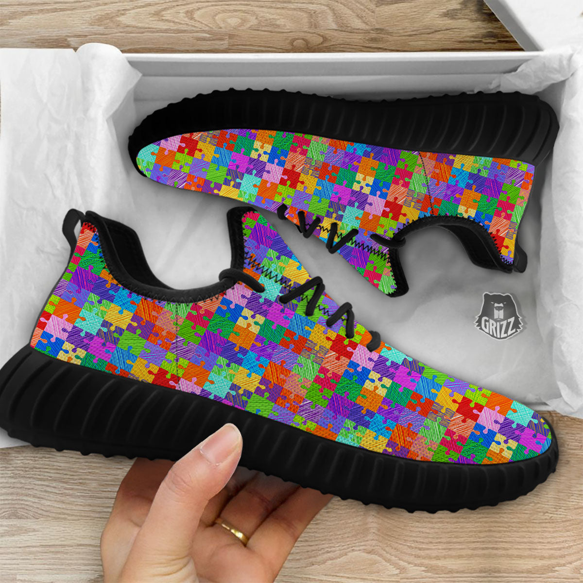 Drawing Autism Awareness Print Black Walking Shoes-grizzshop