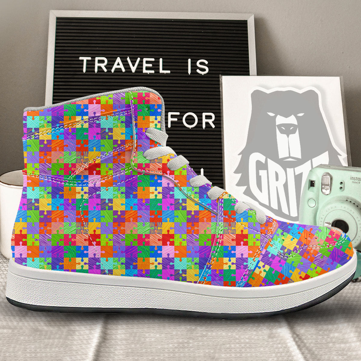 Drawing Autism Awareness Print High Top Sneakers-grizzshop