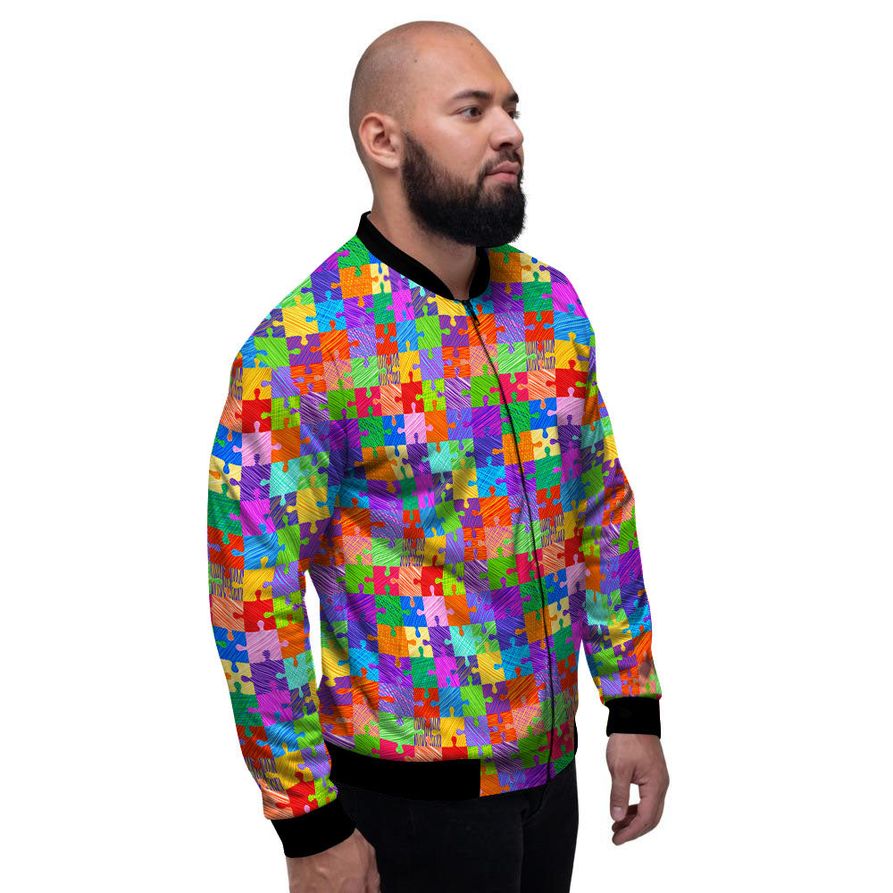 Drawing Autism Awareness Print Men's Bomber Jacket-grizzshop