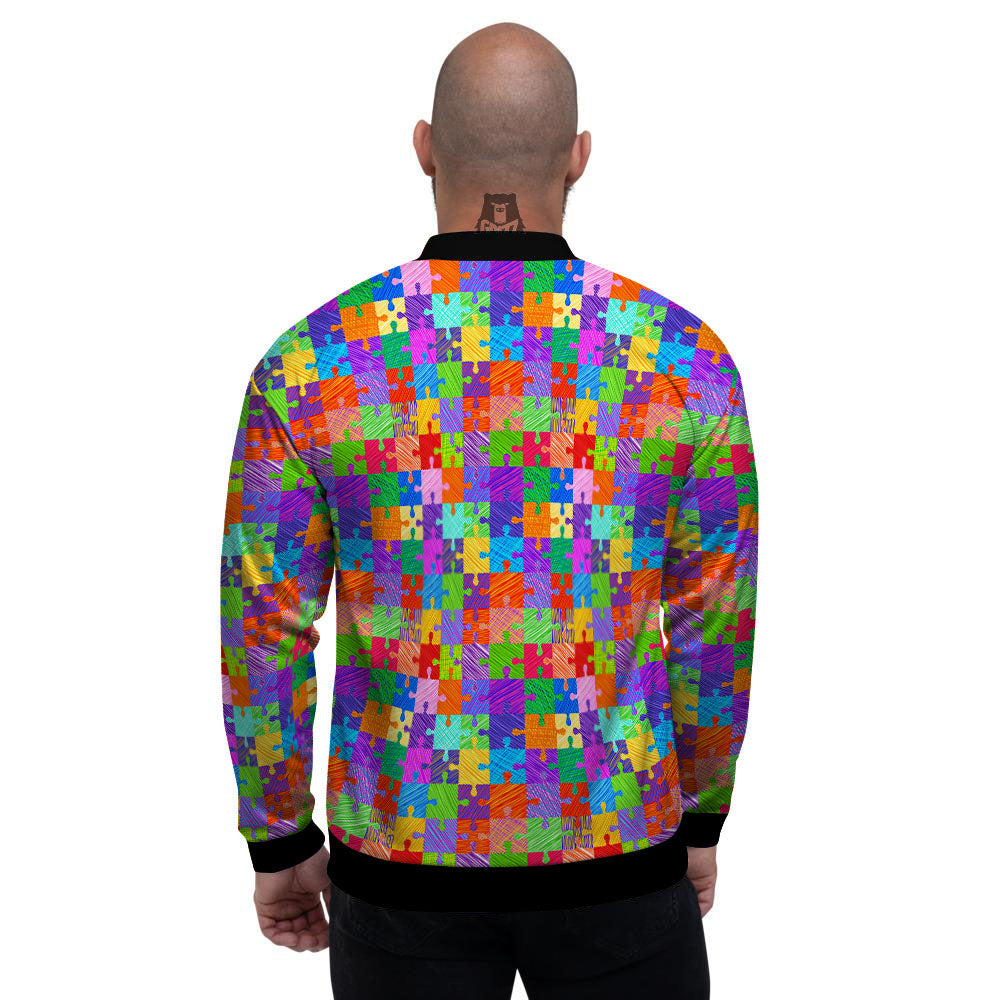 Drawing Autism Awareness Print Men's Bomber Jacket-grizzshop