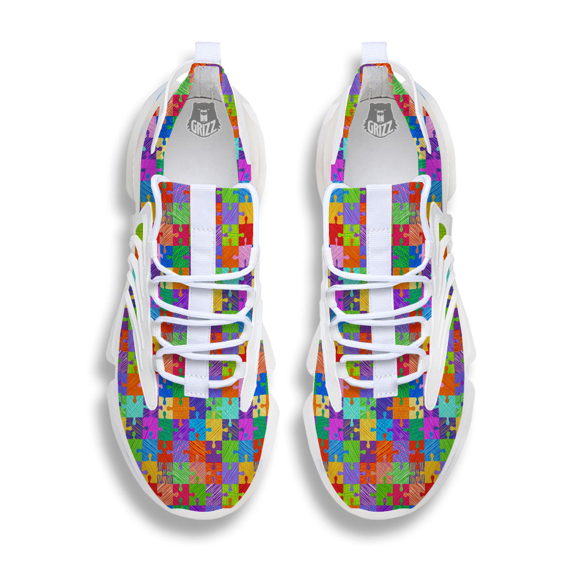 Drawing Autism Awareness Print White Gym Shoes-grizzshop