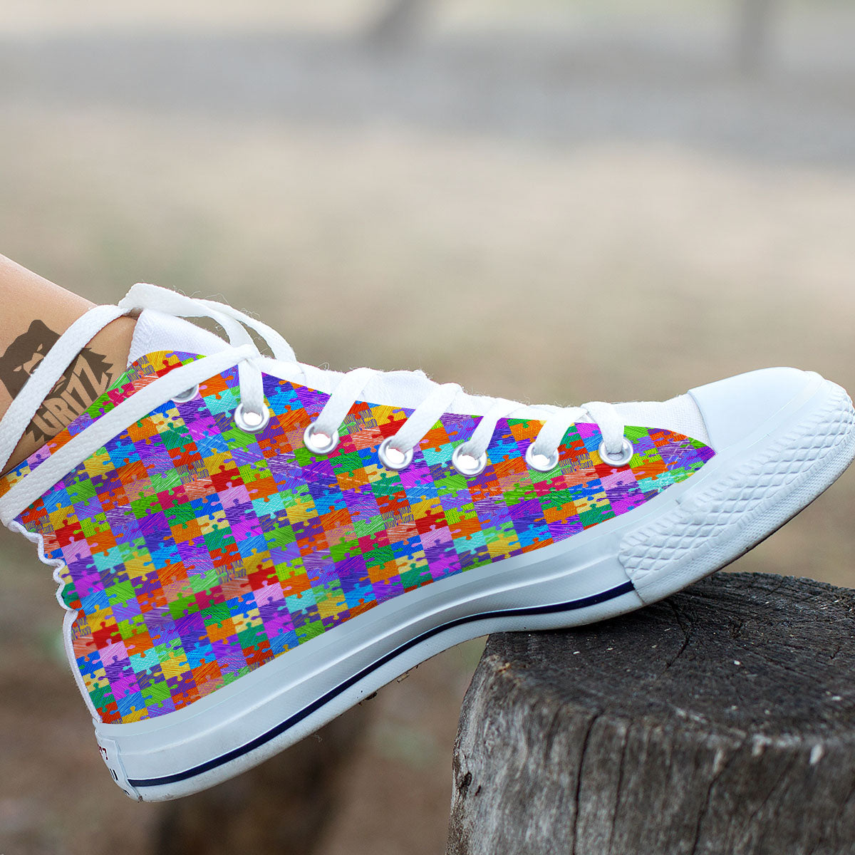 Drawing Autism Awareness Print White High Top Shoes-grizzshop