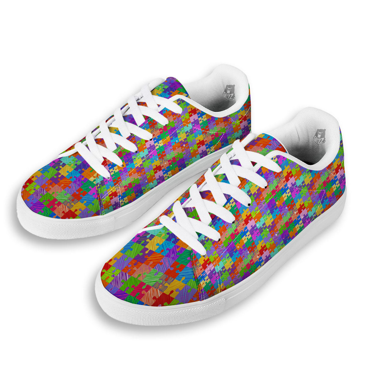 Drawing Autism Awareness Print White Low Top Sneakers-grizzshop