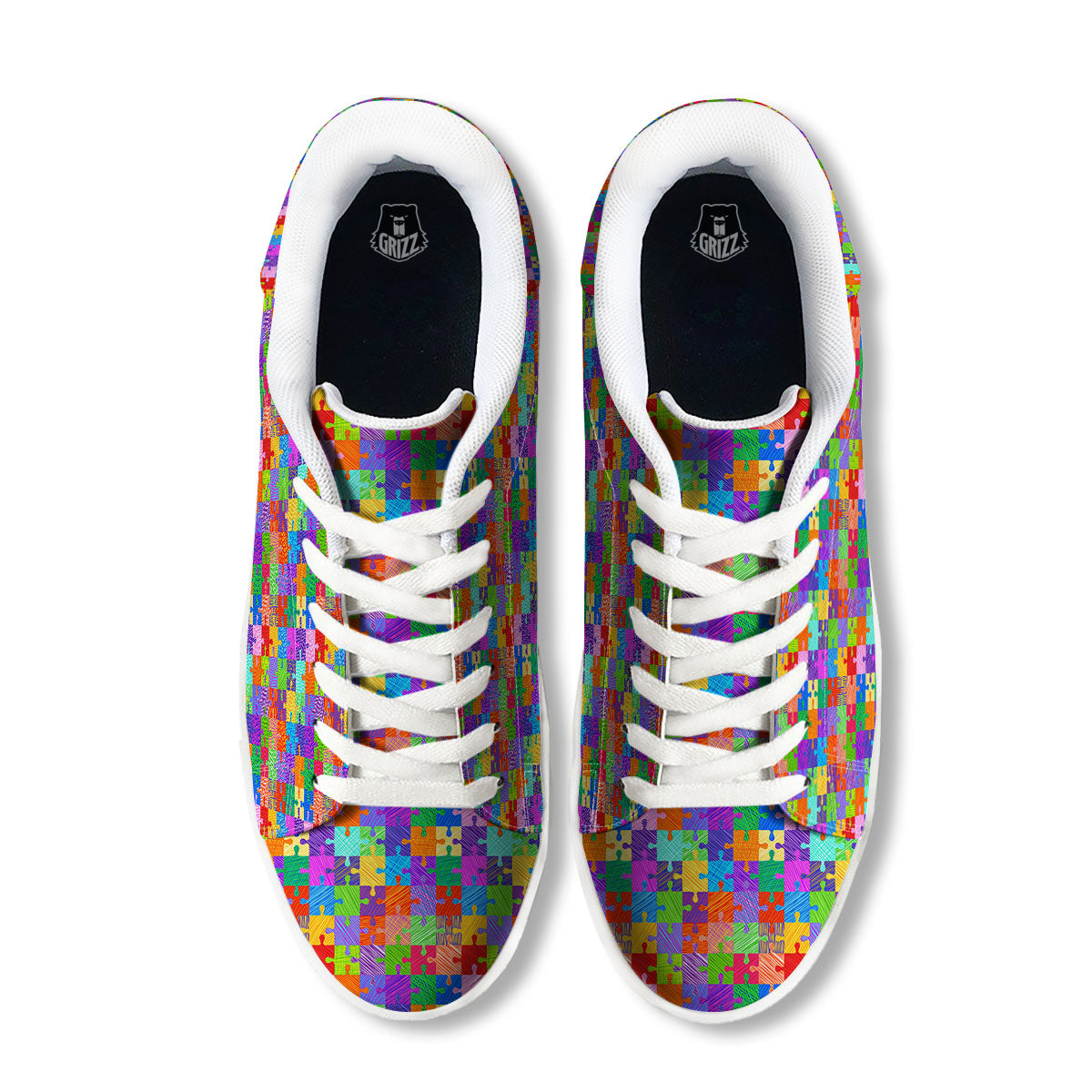 Drawing Autism Awareness Print White Low Top Sneakers-grizzshop
