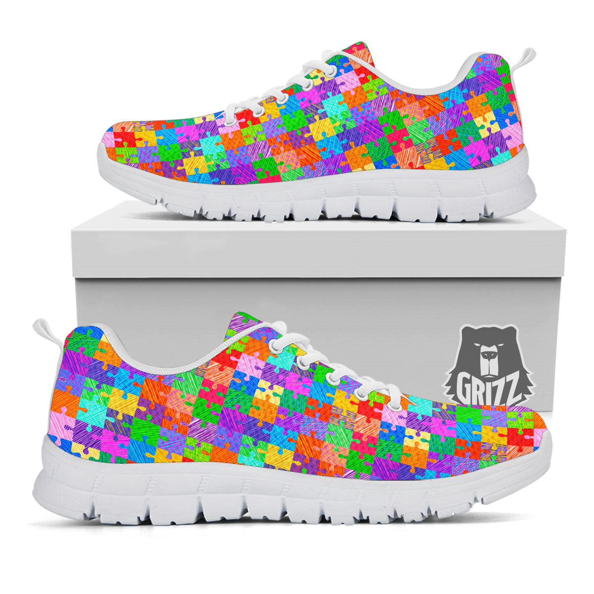 Drawing Autism Awareness Print White Sneaker-grizzshop