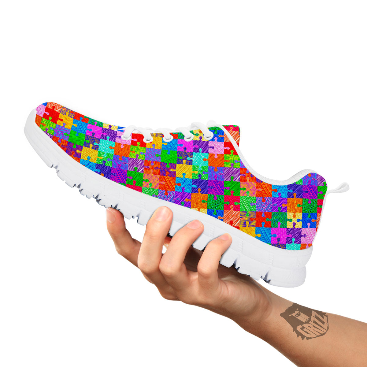 Drawing Autism Awareness Print White Sneaker-grizzshop