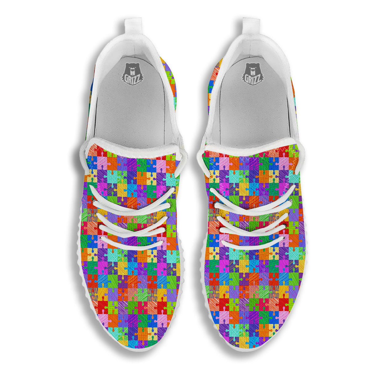 Drawing Autism Awareness Print White Walking Shoes-grizzshop