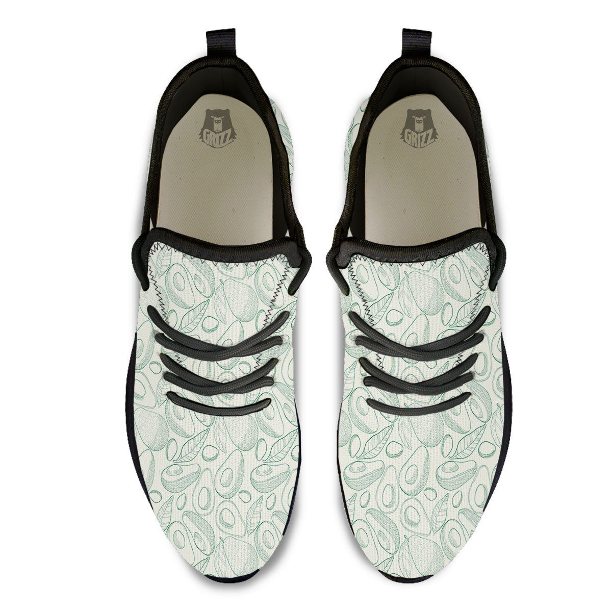 Drawing Avocado Cut In Half Print Black Athletic Shoes-grizzshop