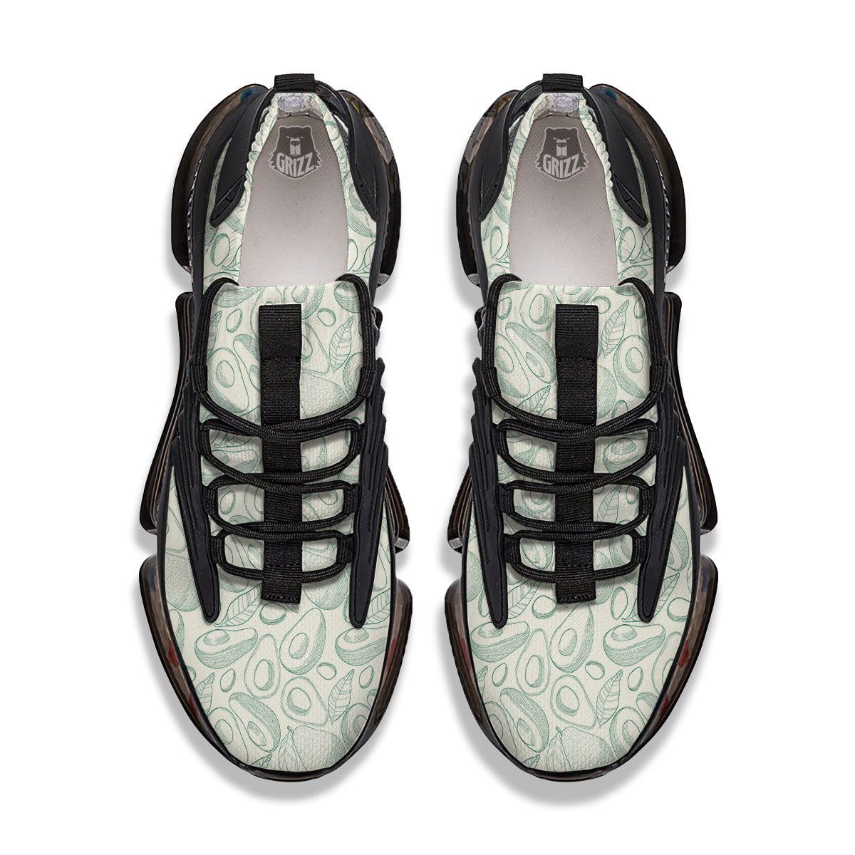 Drawing Avocado Cut In Half Print Black Gym Shoes-grizzshop