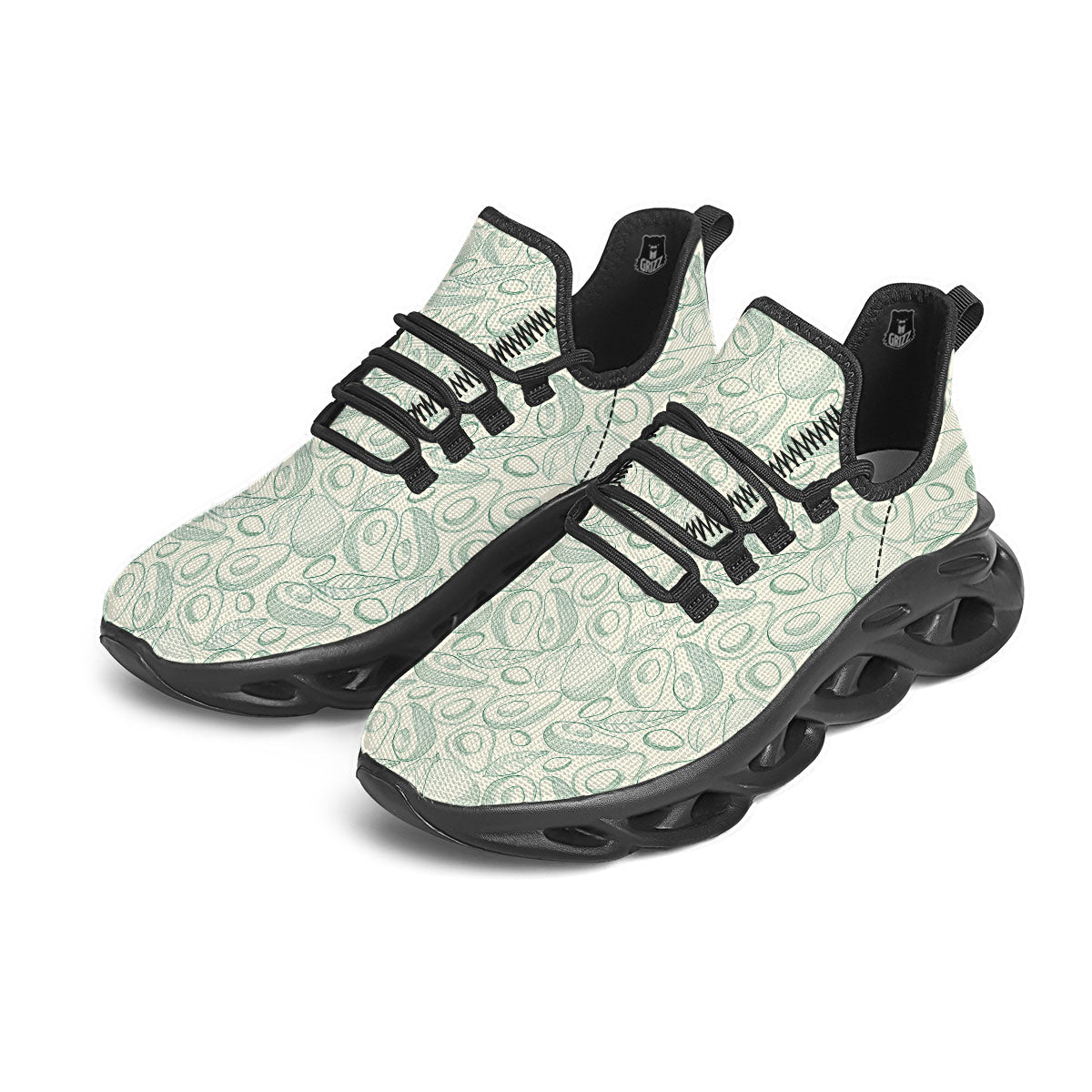 Drawing Avocado Cut In Half Print Black Running Shoes-grizzshop