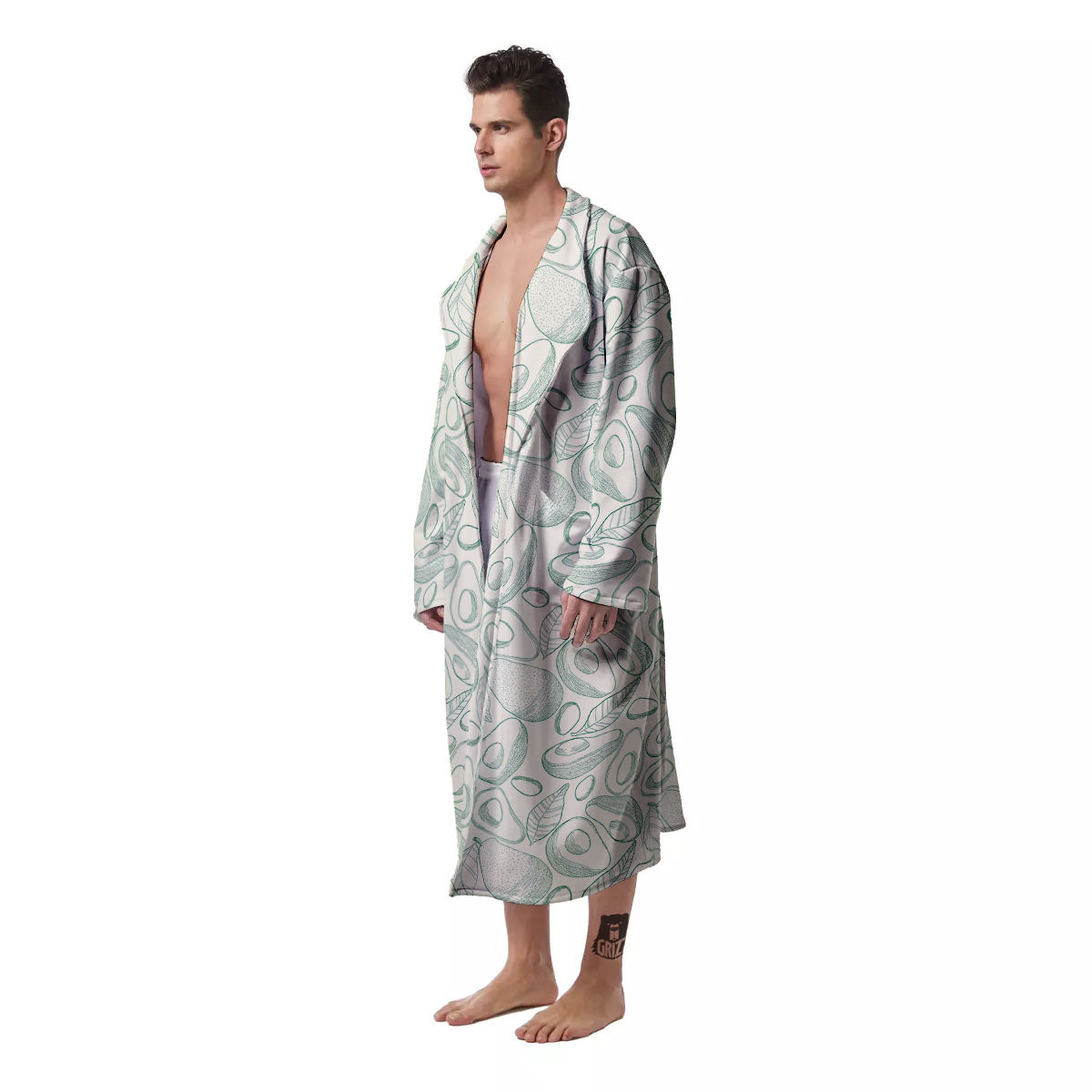 Drawing Avocado Cut In Half Print Men's Robe-grizzshop
