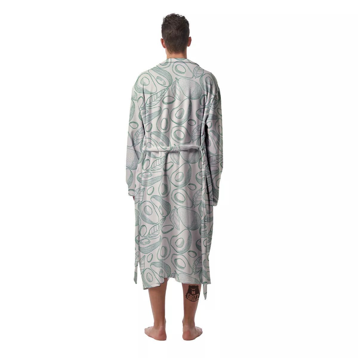 Drawing Avocado Cut In Half Print Men's Robe-grizzshop