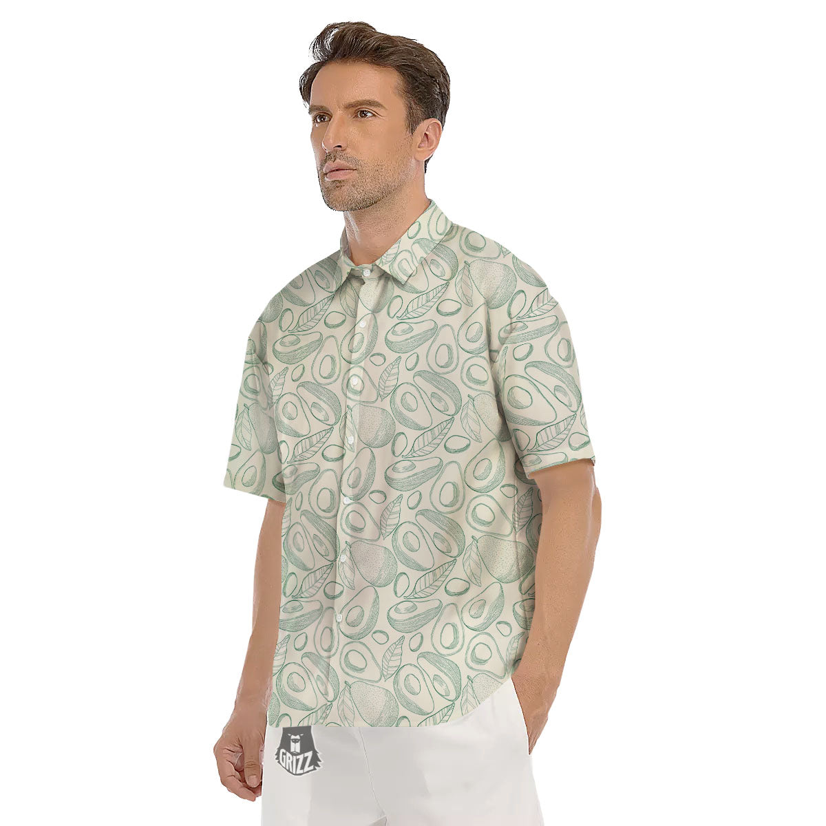 Drawing Avocado Cut In Half Print Men's Short Sleeve Shirts-grizzshop