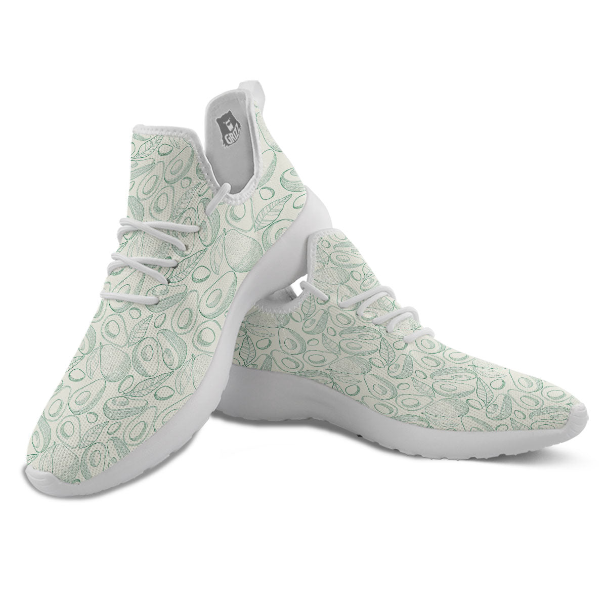 Drawing Avocado Cut In Half Print White Athletic Shoes-grizzshop