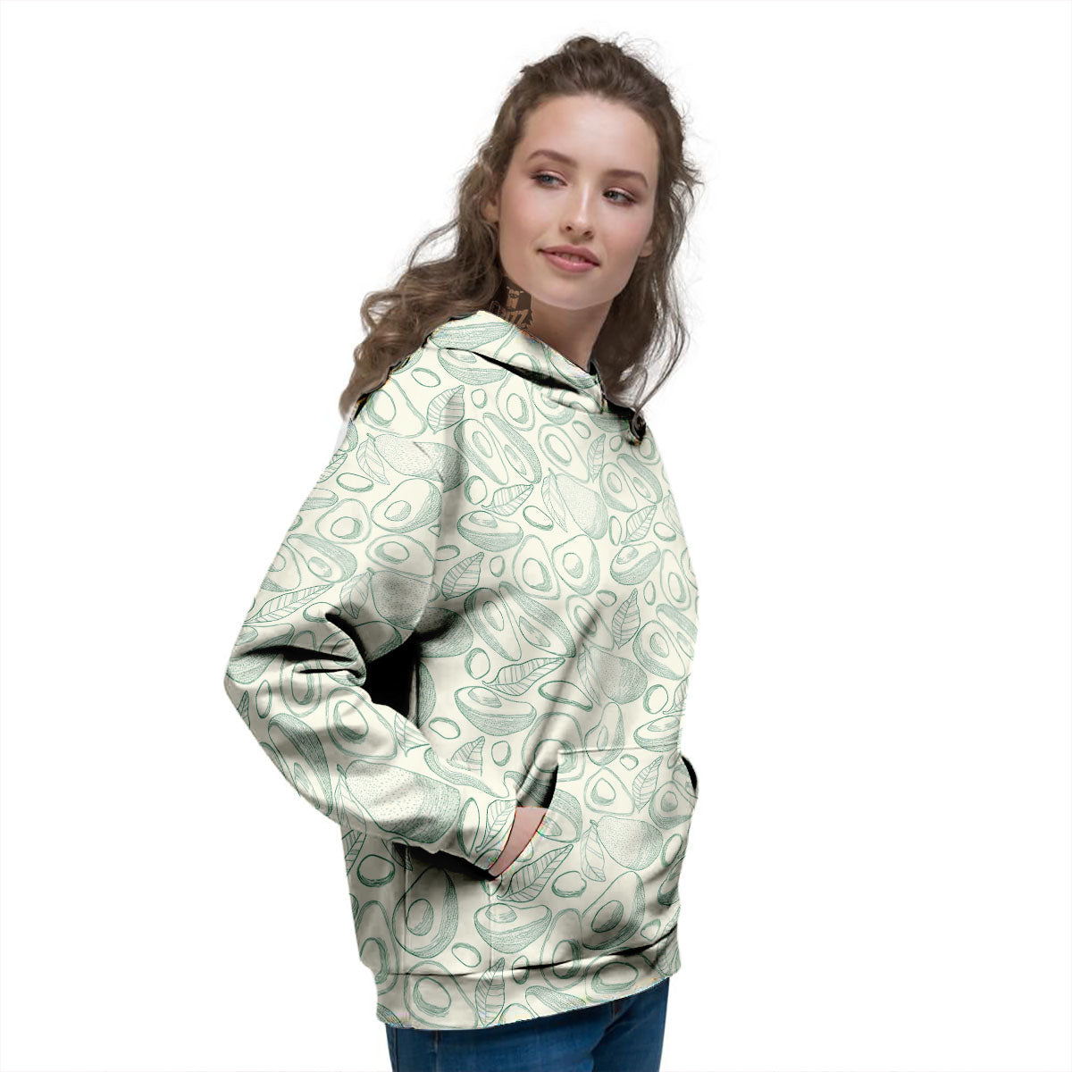 Drawing Avocado Cut In Half Print Women's Hoodie-grizzshop