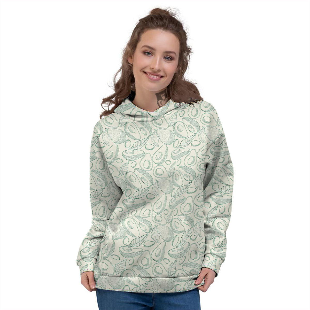 Drawing Avocado Cut In Half Print Women's Hoodie-grizzshop