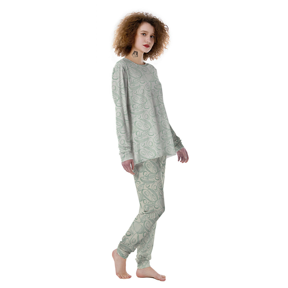 Drawing Avocado Cut In Half Print Women's Pajamas-grizzshop