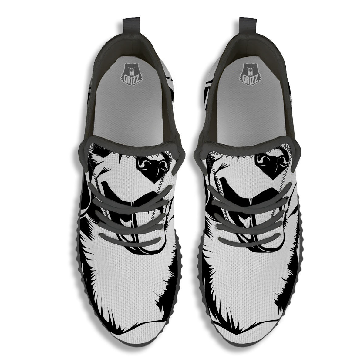 Drawing Beagle White And Black Print Black Walking Shoes-grizzshop