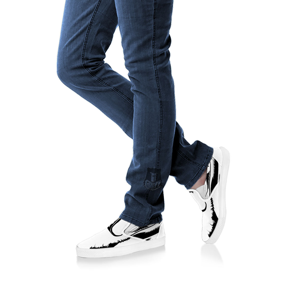 Drawing Beagle White And Black Print White Slip On Shoes-grizzshop