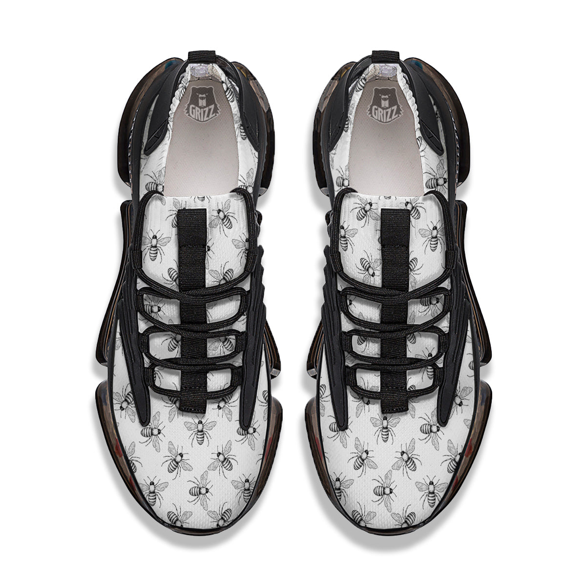 Drawing Bee Print Pattern Black Gym Shoes-grizzshop