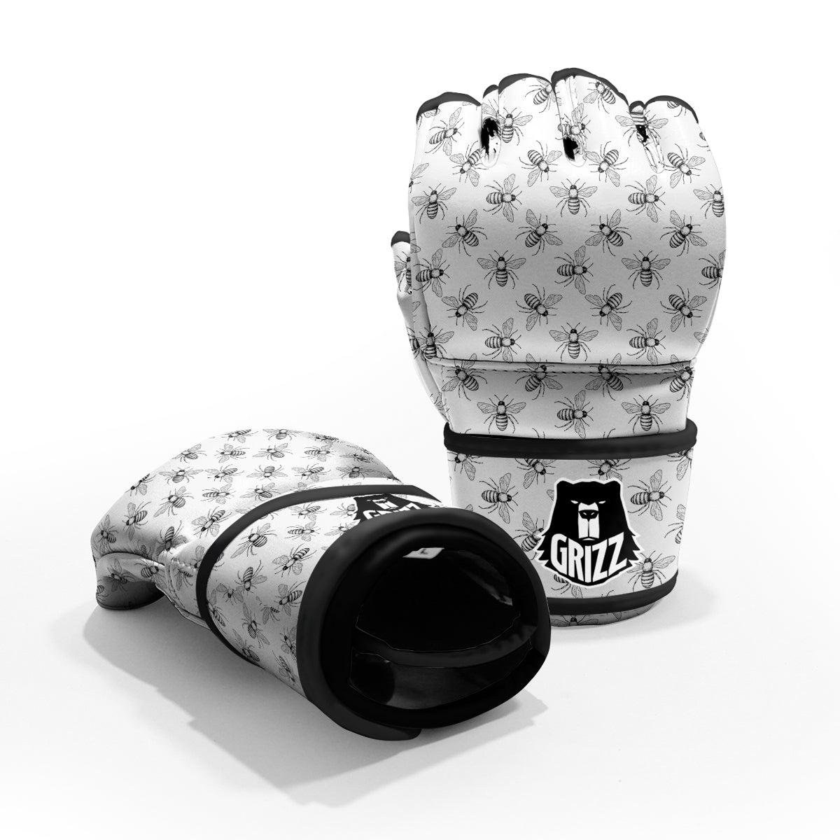 Drawing Bee Print Pattern MMA Gloves-grizzshop