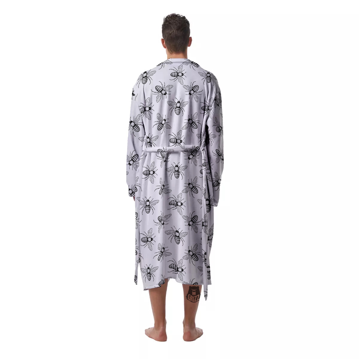 Drawing Bee Print Pattern Men's Robe-grizzshop
